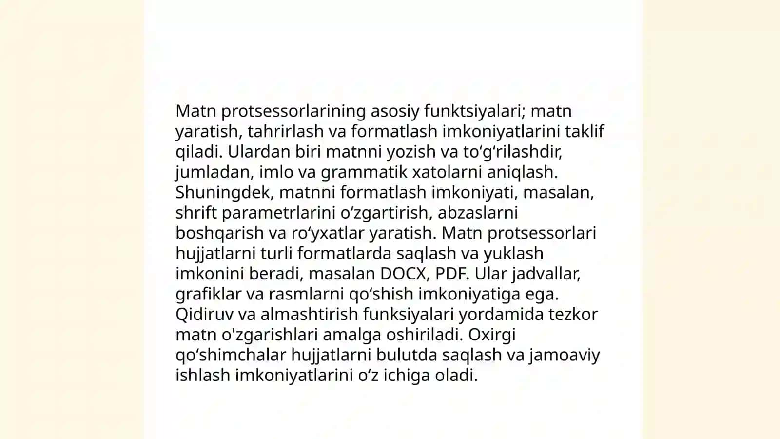 Matn protsessorlari va ularning taʼlimiy imkoniyatlari bilan tanishish 4