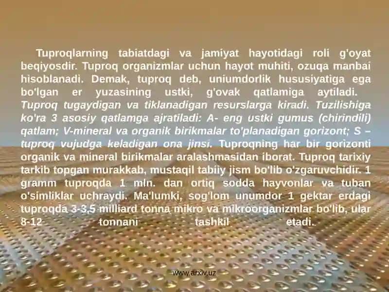 Tuproq va suvdagi ion bog’lanishli ifloslovchi moddalarni aniqlash, ularning miqdorini baholash va ekologik xavfsiz tozalash usulini taklif etish 4