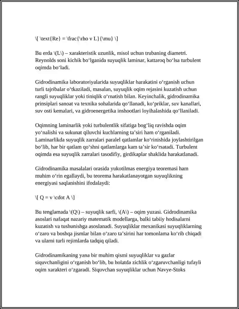 Gidrodinamika asoslari 4