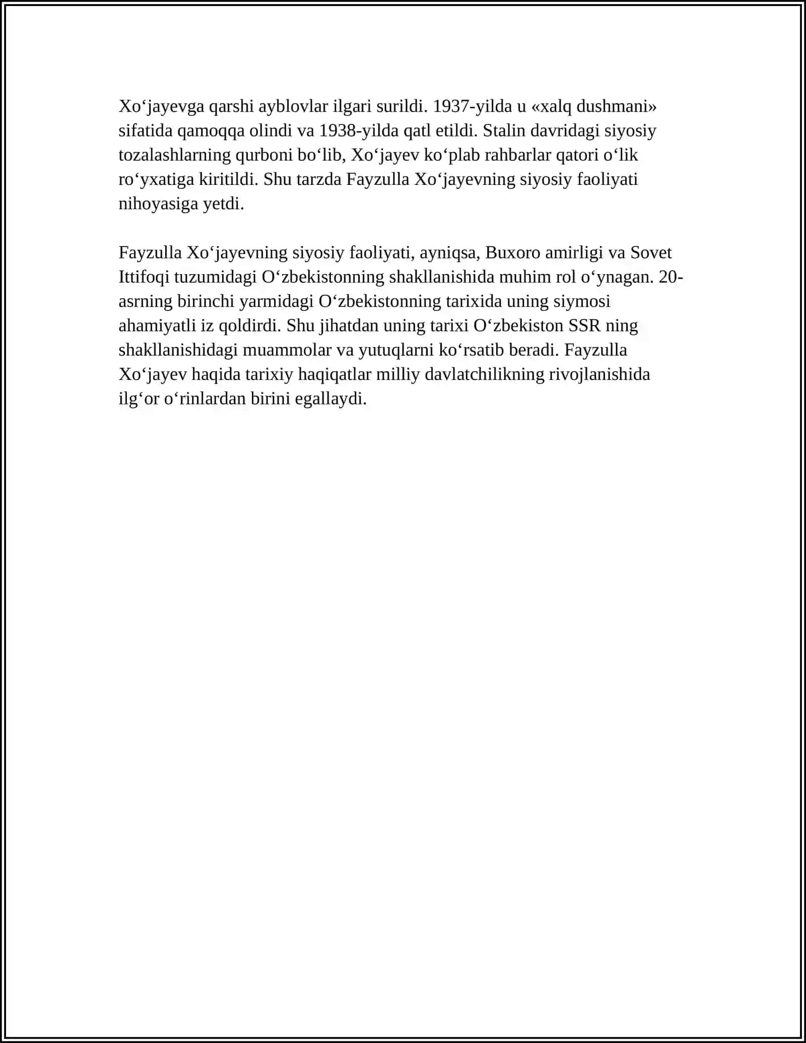 MUSTAQIL ISH Mavzu: FAYZULLA XOʻJAYEV MAQOLLALARI 4