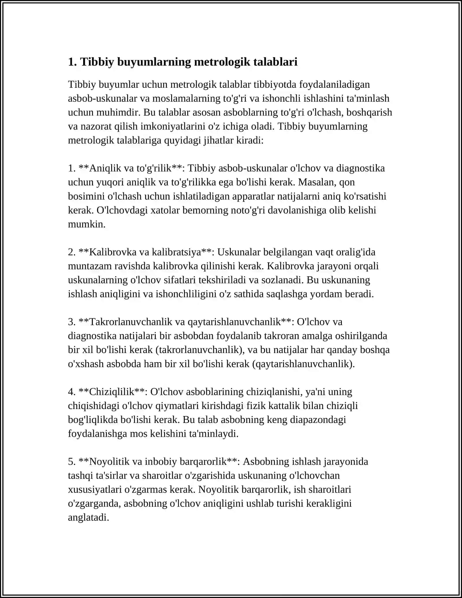 O'ZBEKISTONDA TIBIY BUYIMLARNING METRALOGIK STANDARTLARINI O'RGANISH VAULARNI XALQARO SITANDARTLARBILAN SOLISHTIRISH 4