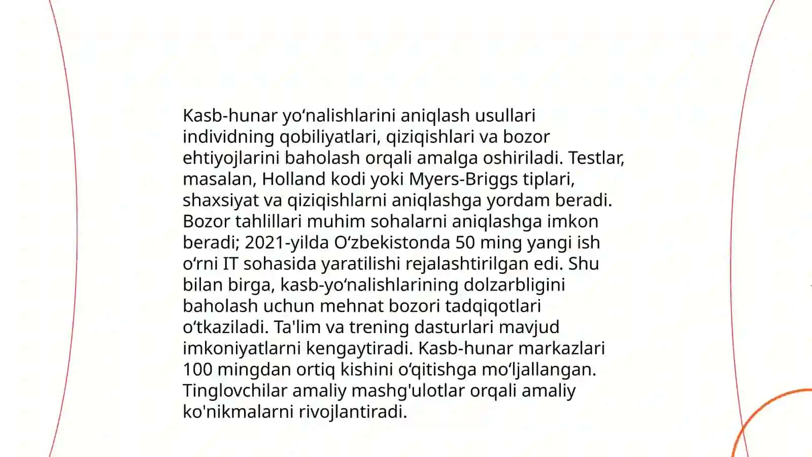 Kasb hunarga yoʻnaltirish tashxis markazlarining faoliyati 4