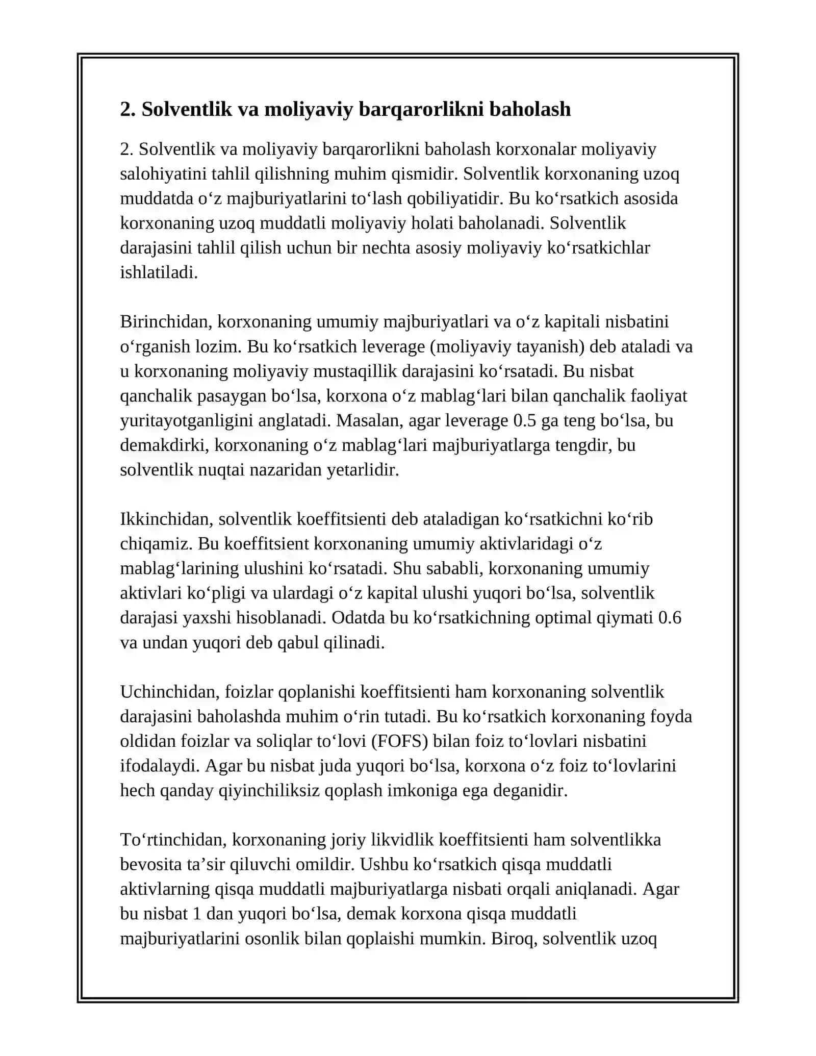 KORXONALAR MOLIYAVIY SALOHIYATINI TAHLIL QILISH 4
