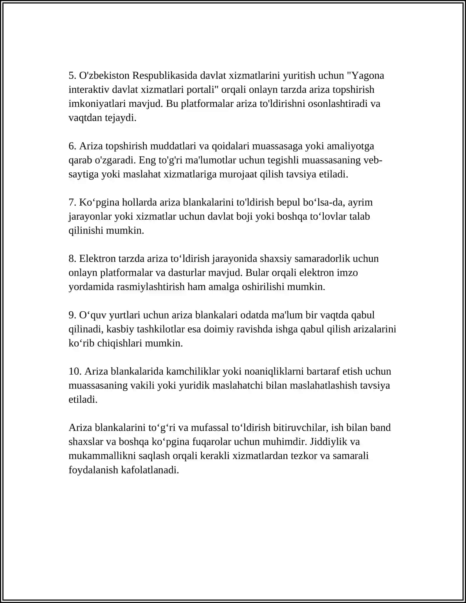 WORD MATN TAHRIRLAGICHIDA TURLI XIL BLANKALAR YARATISH (ARIZA, KASALLIK KARTASI, ANALIZLAR BLANKASI) 4