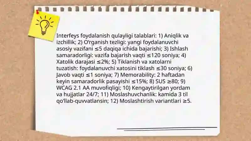 Foydalanuvchi talablari va ehtiyojlarini aniqlash metodologiyalari 4