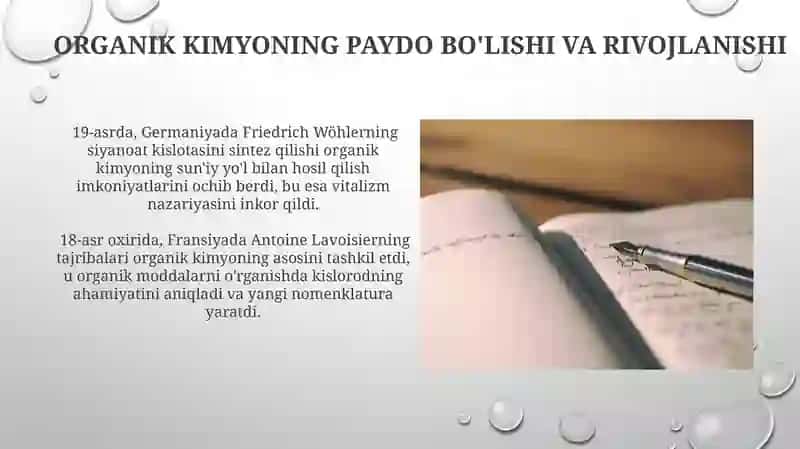 Kimyo fanining rivojlanish tarixiga oid ma'lumotlarni o'rganish va tahliliy ma'lumotlar yozish 4