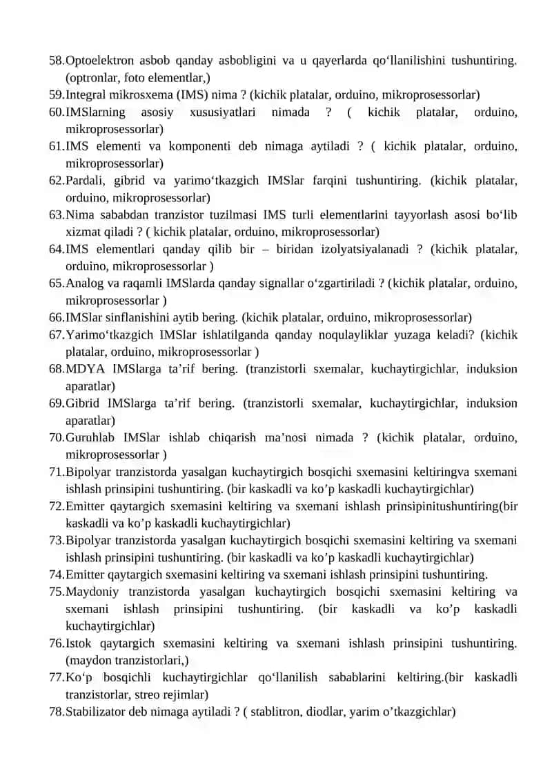 Elektronika va mikroprotsesseor texnikasi 4