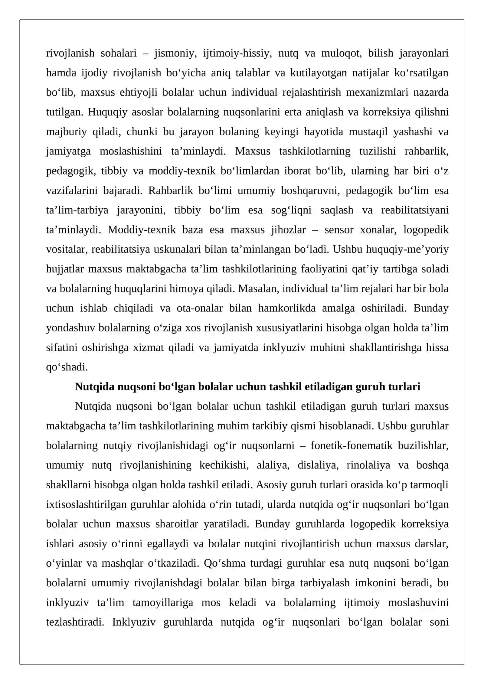 Maxsus maktabgacha ta’lim tashkilotidagi guruhlar va undagi logoped ishi 4