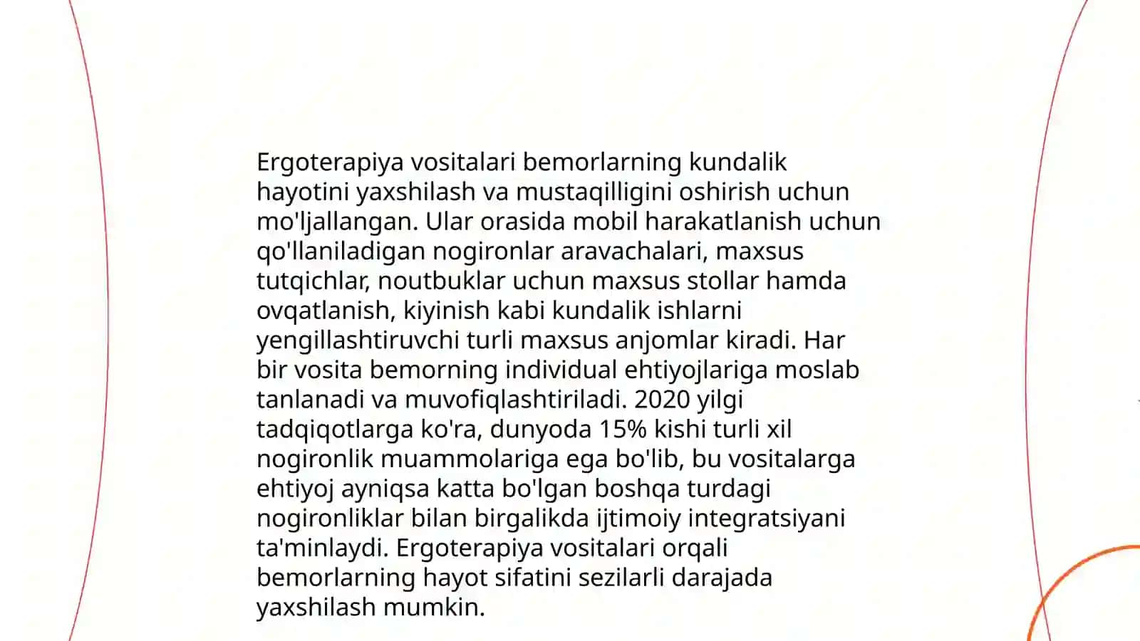 Nogironligi bo’lgan shaxslarni reabilitatsiya qilish va protezlash markazlarining bolalar reabilitasiya bo’limlari uchun zarur jihozlar 4