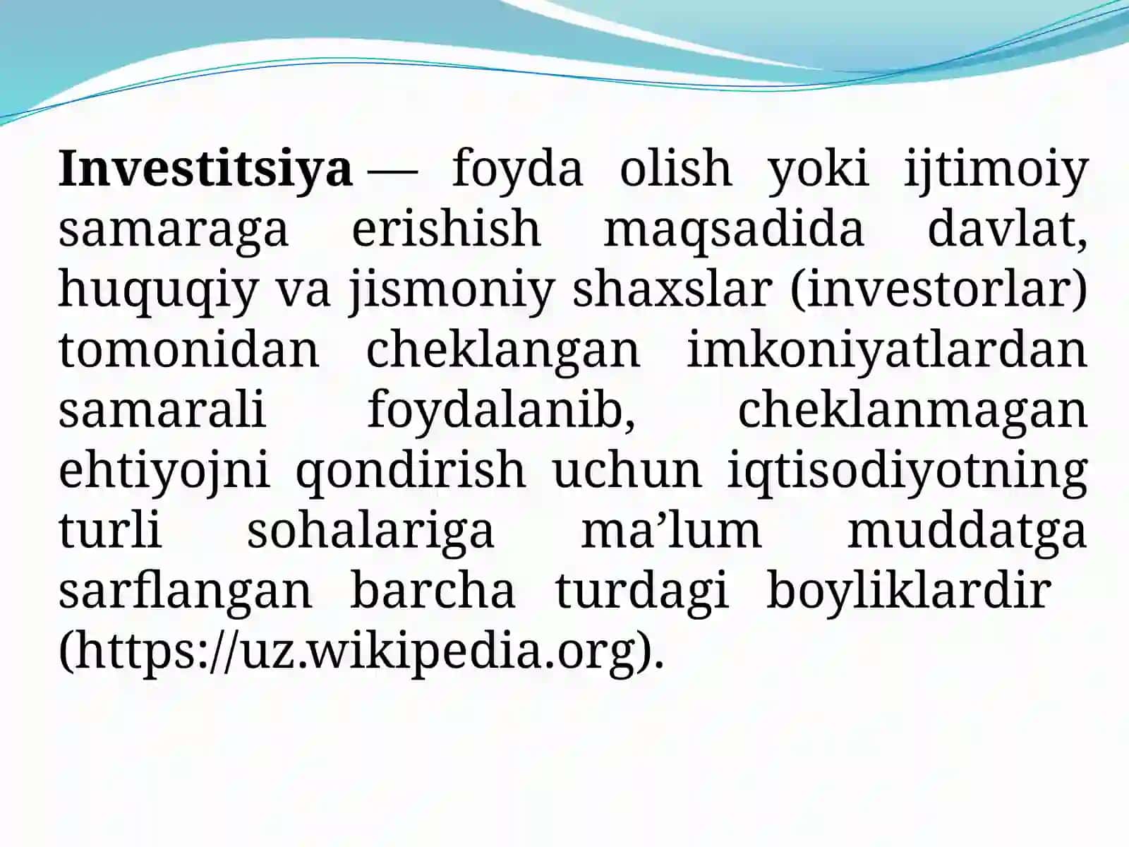 Investitsiyalarning Iqtisodiy Samaradorligi 4