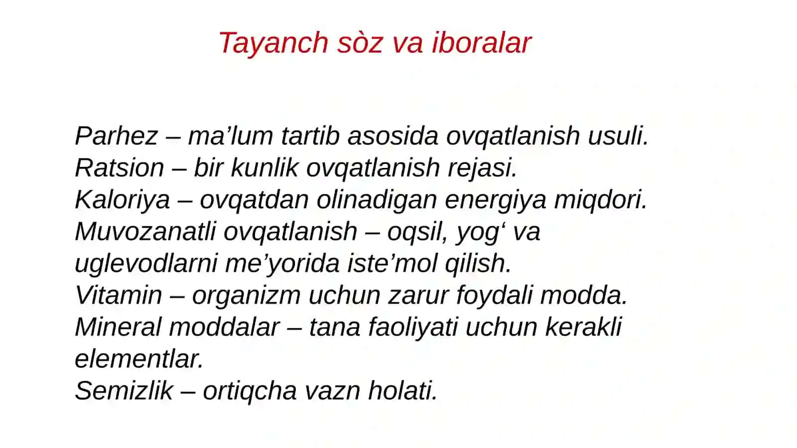 Parhez ovqatlanishni o’rganish va unga baho berish 4