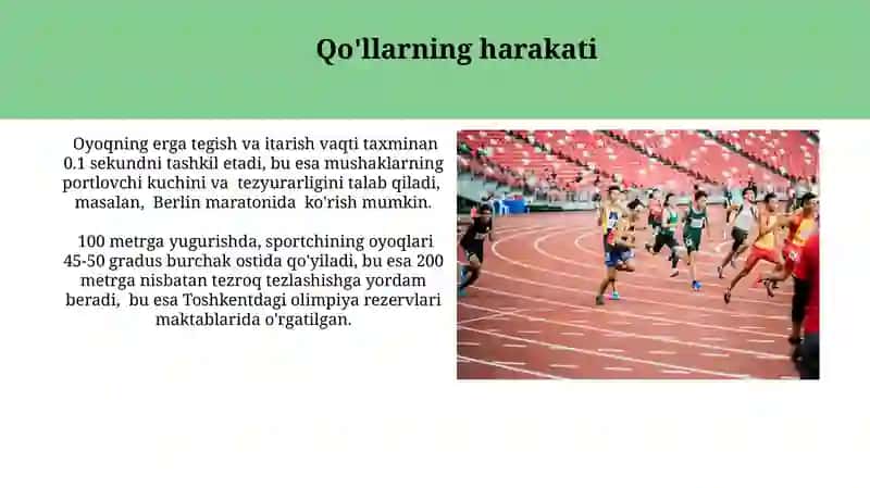 Yengil atletikada qisqa masofaga yugurish texnikasini òrganish 4