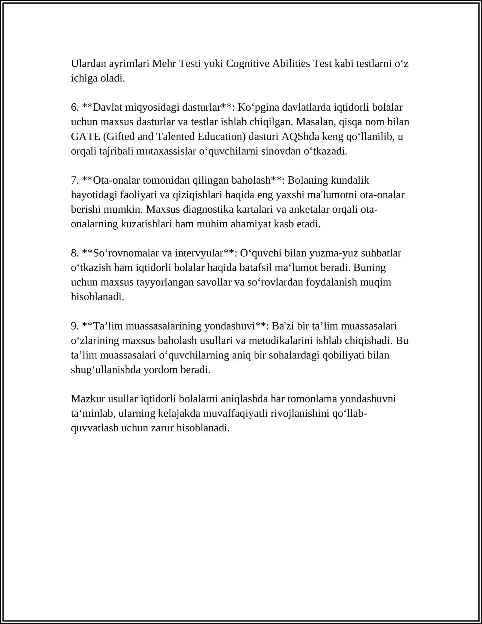Iqtidorli bolalar ta'limining asosiy yönalishlari 4
