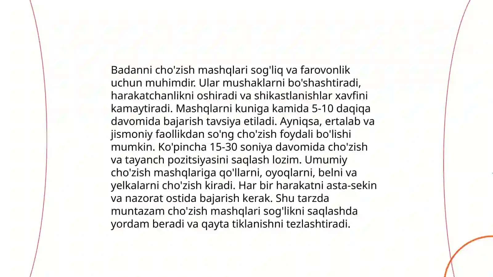 Ertalabki badantarbiya mashqlari va 32 sanoqqa kompleks mashqlarni tuzish 4