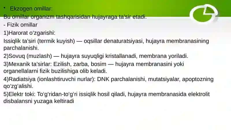 Hujayraning Zararlanishi va Nobud Bo'lishi 4