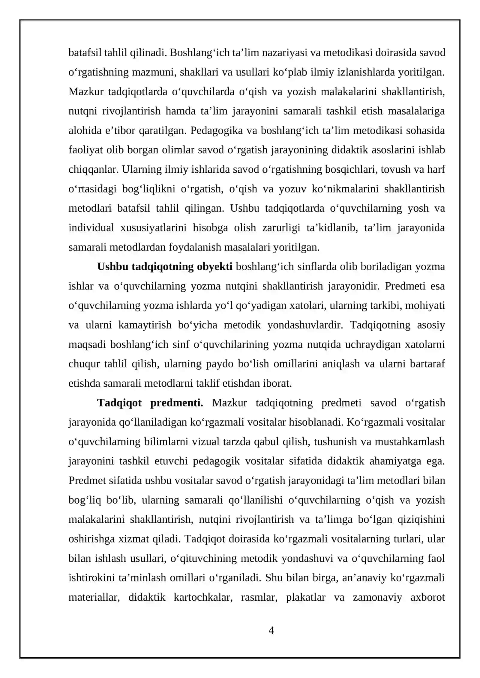 Boshlang’ich sinf o’quvchilarining yozma ishlarida yo’l qo’yilgan xatolari ustida ishlash 4