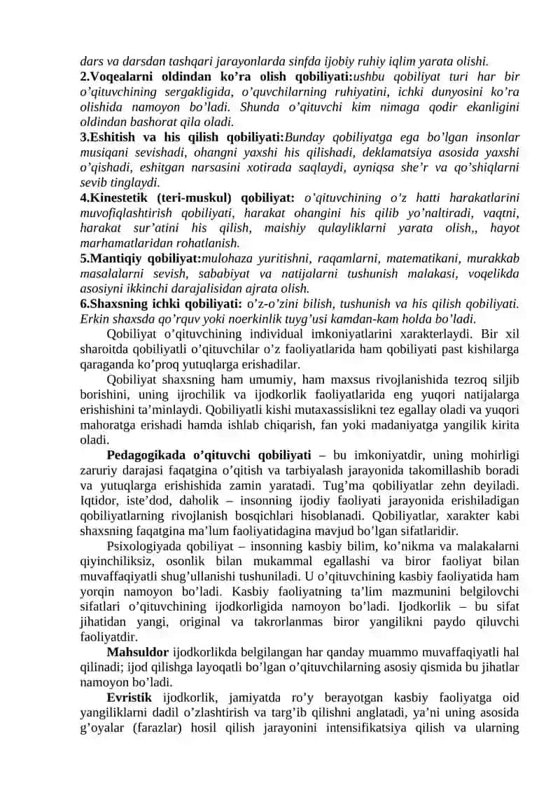 O’qituvchi Faoliyatida Pedagogik Qobiliyat 4