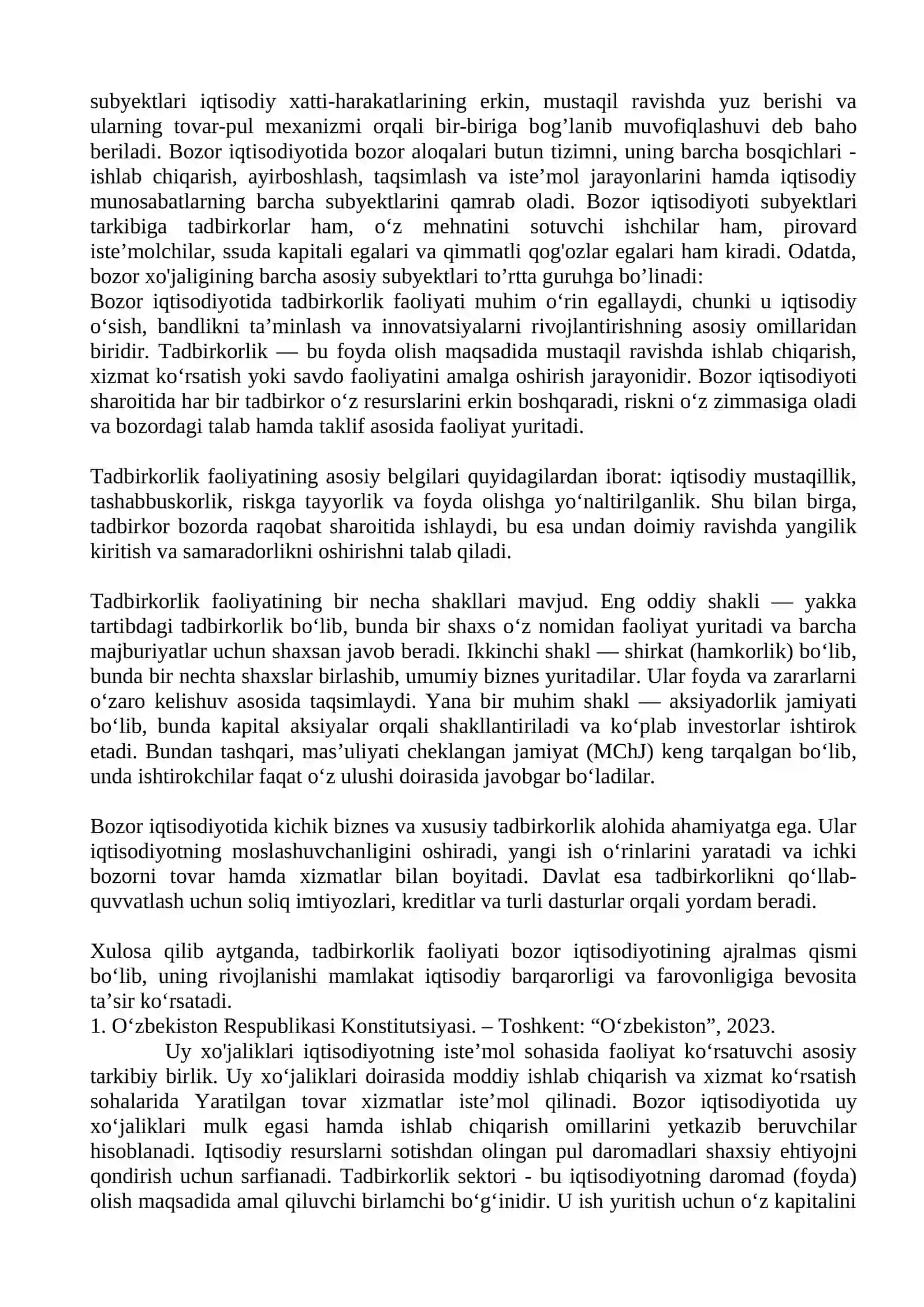 bozor iqtisodiyoti mavzusida kurs ishi 4