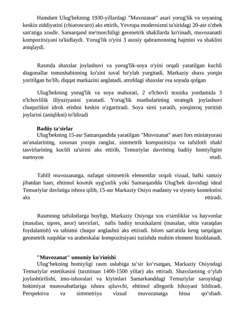 Ulugʻbekning "Muvozanat" ramani tahlili 4