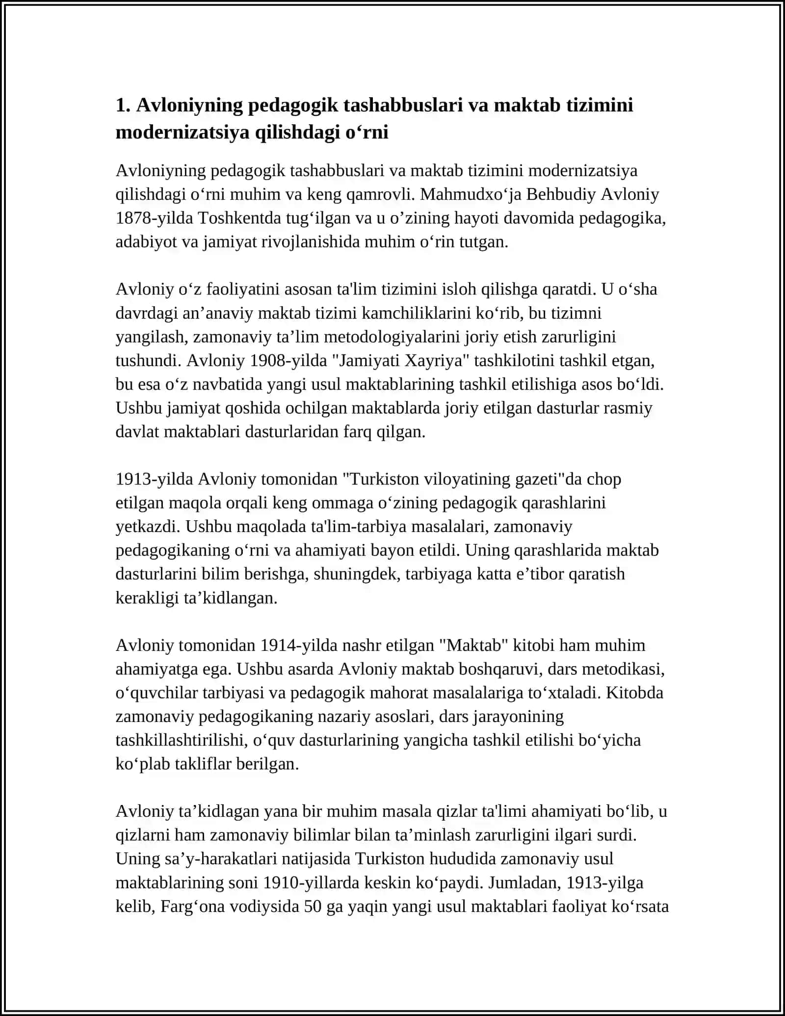 Avloniyning pedagogik tashabbuslari va maktab tizimini modernizatsiya qilishdagi o‘rni 4