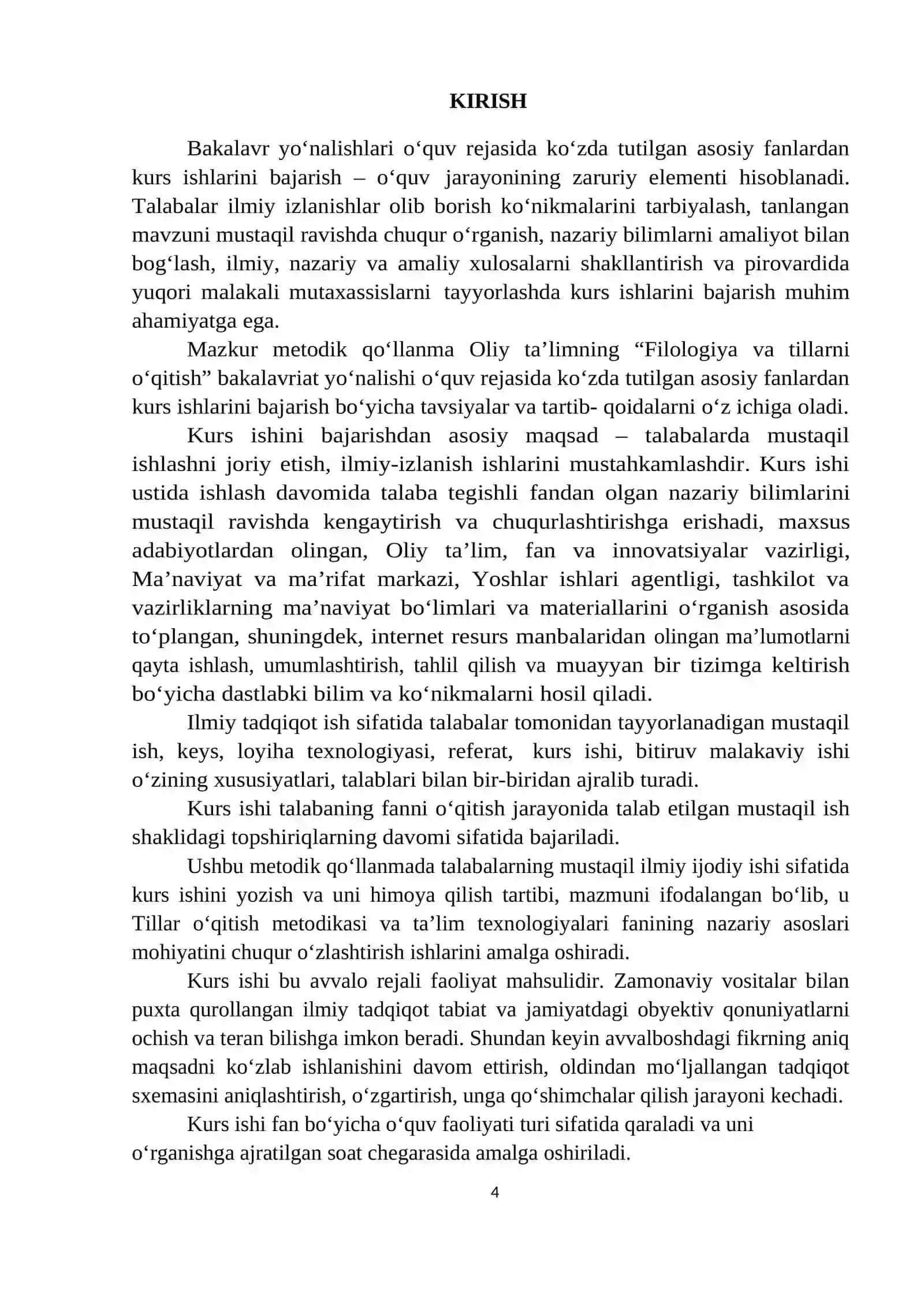 Kurs ishlari: Filologiya va tillarni o‘qitish: ingliz tili 4