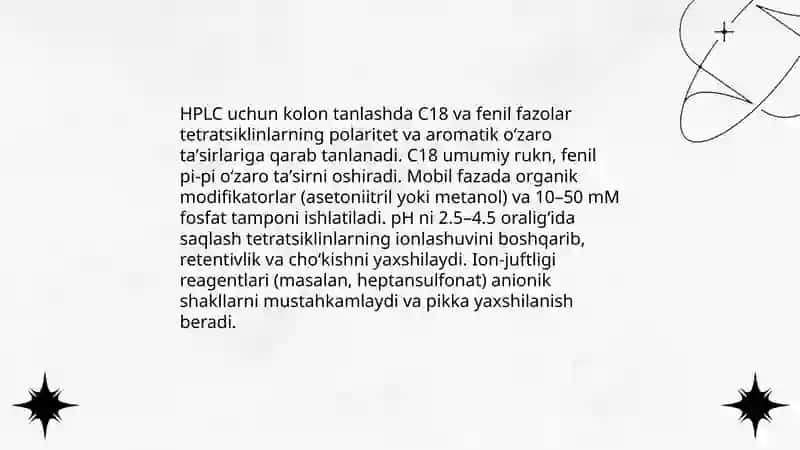 Tetratsiklinlar guruhiga kirgan dori moddalarining sifatini baholashda qo'llaniladigan tahlil usullari 4