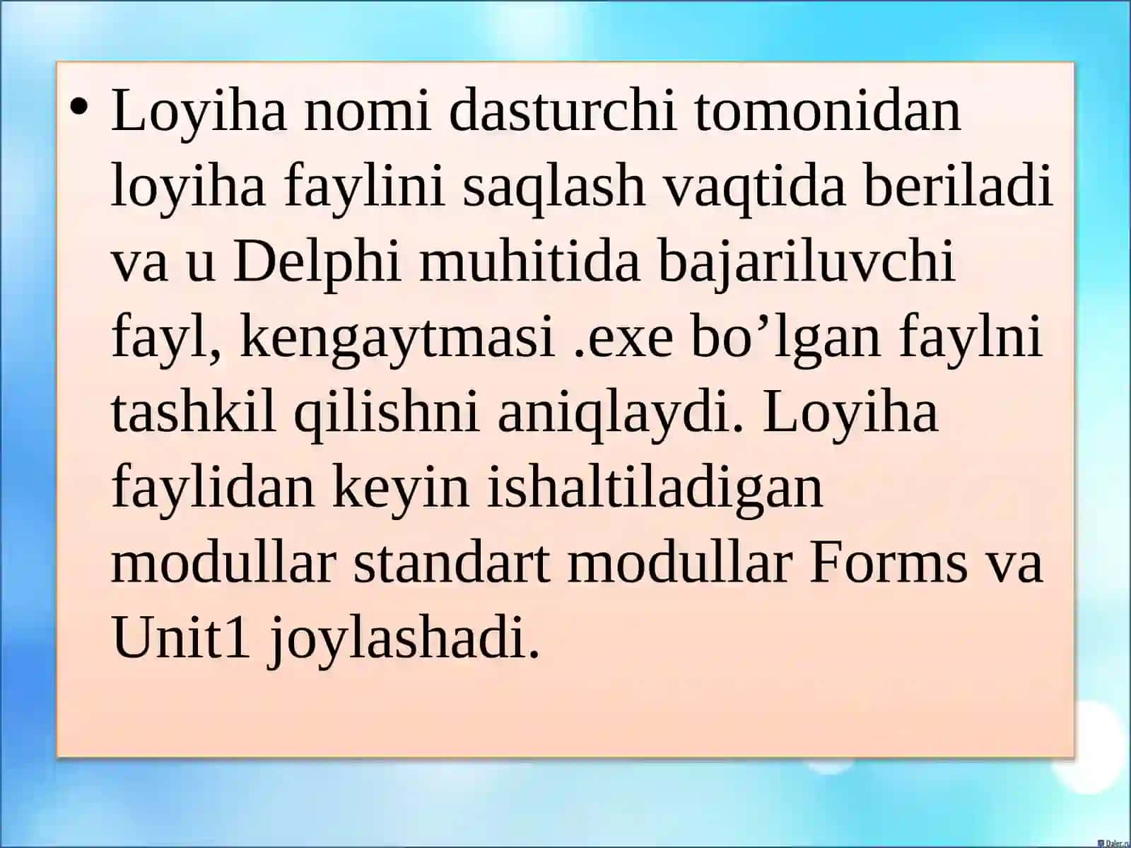 Delphi dasturining tuzilmasi ( loyihasi) 4