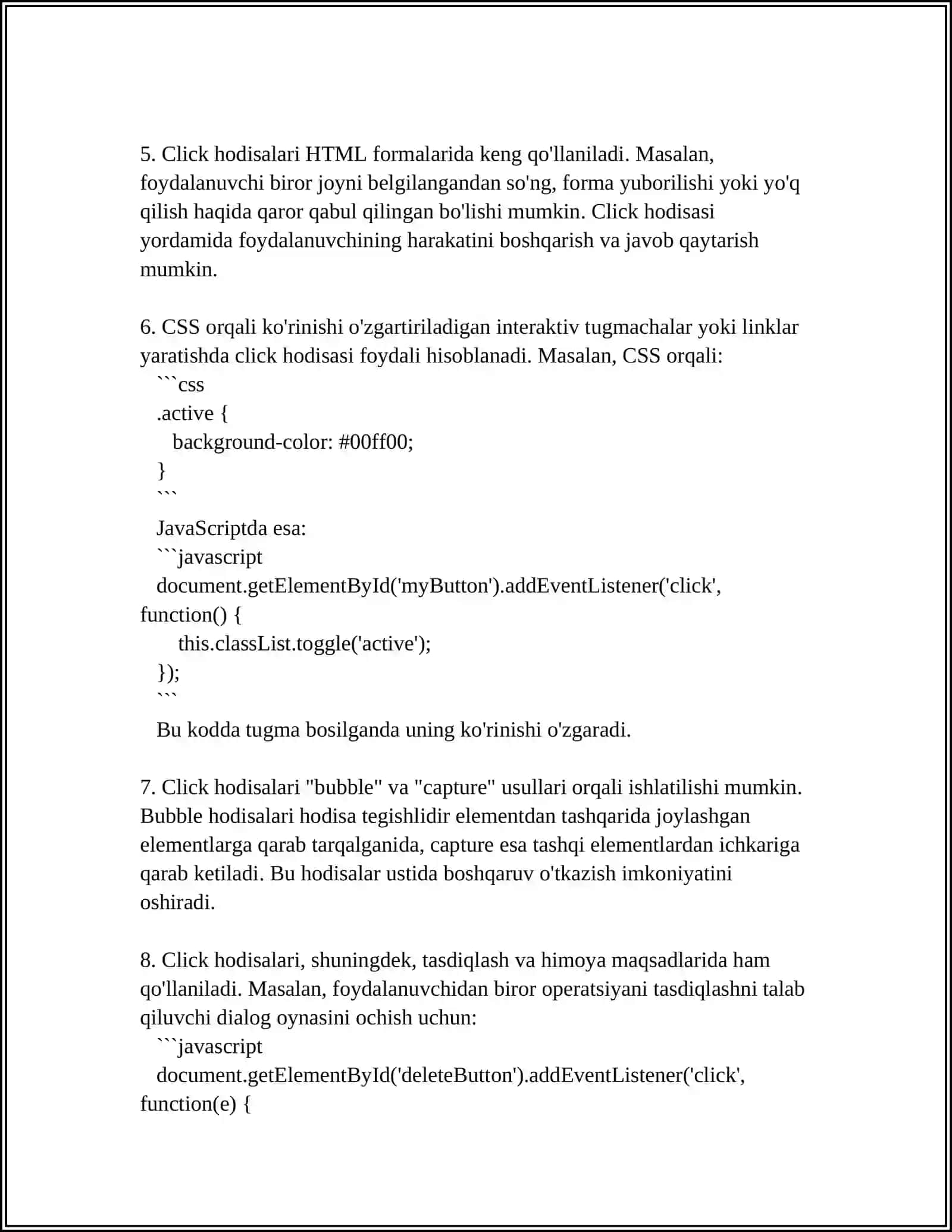 TUGMA BOSILGANDA HODISA(CLICK EVENT) 4