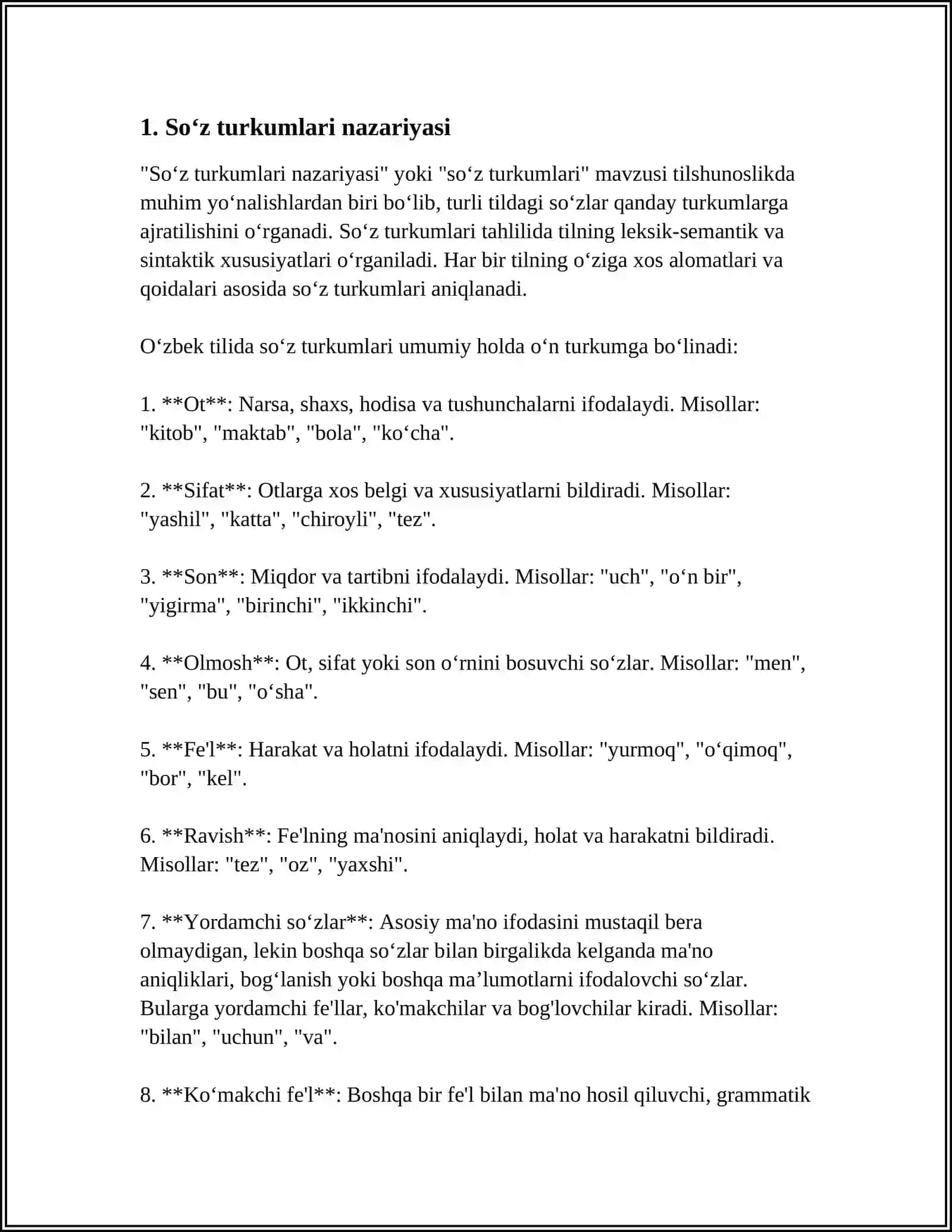SOʻZ TURKUMLARINI OʻRGANISHGA OID ADABIYOTLAR ROʻYXATI 4