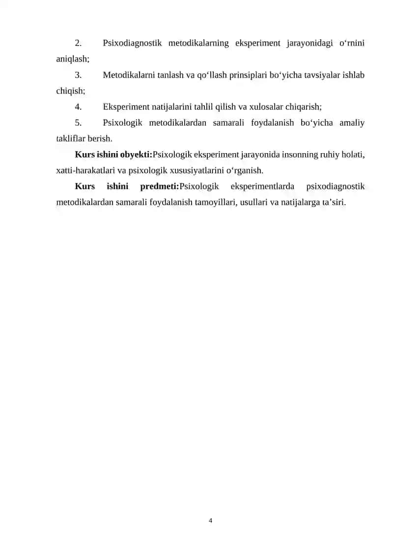 Psixologik eksprementlarda psixodiagnostik metodikalardan samarali foydalanish. 4