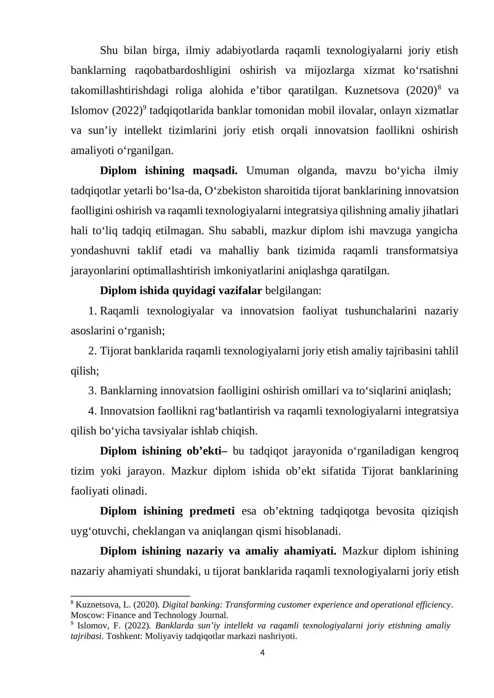 Tijorat banklari faoliyatiga raqamli texnologiyalarni joriy etishda banklarning innovatsion faolligini oshirish masalalari 4