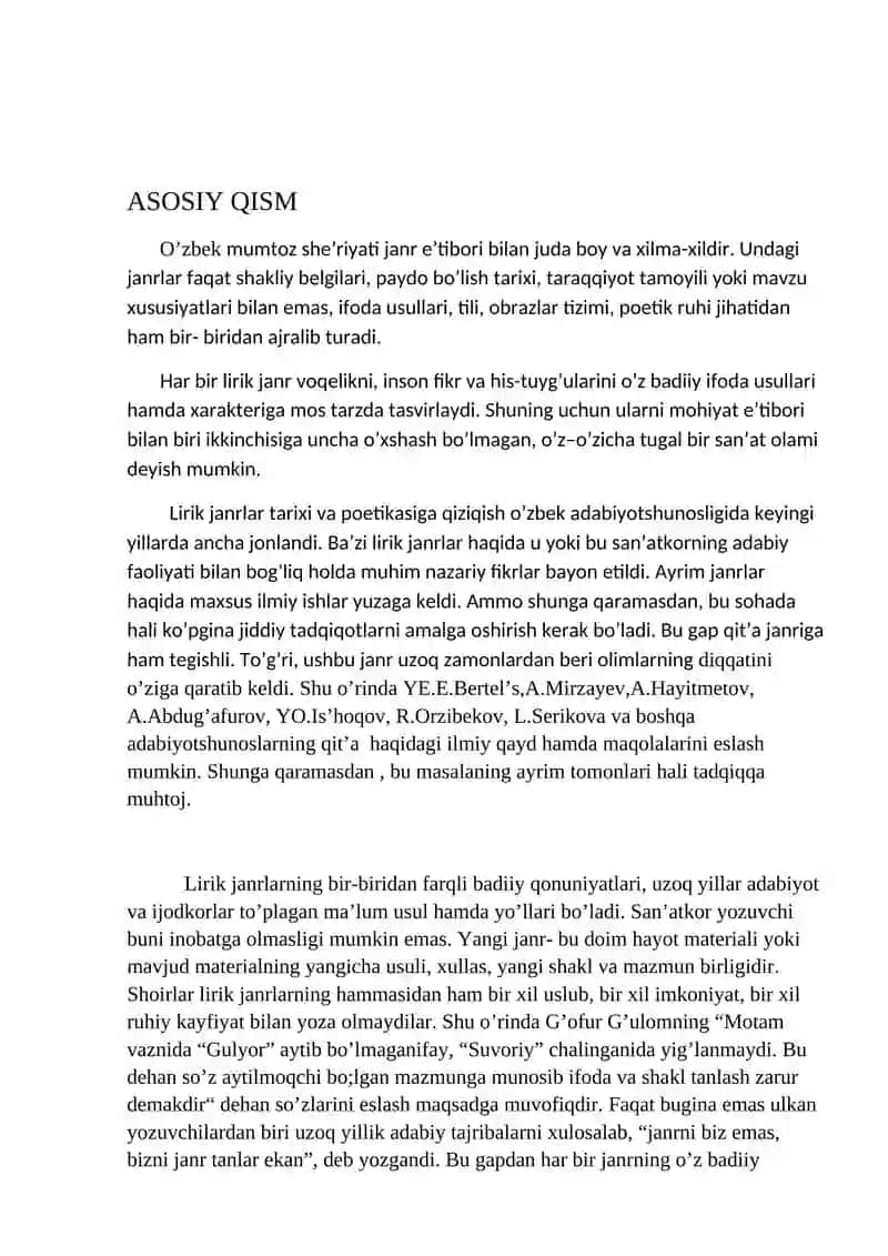 O’zbek adabiyotshunosligida kichik lirik janrlarning o’rganilishi 4