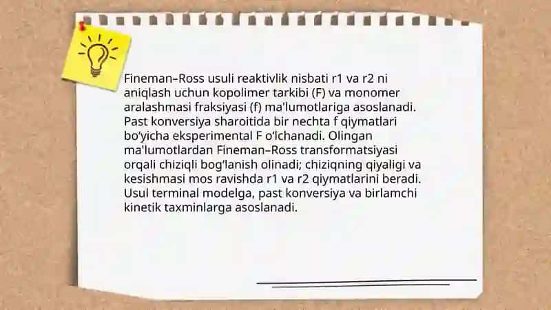 Sopolimerlanish konstantalarini aniqlash usullari 4