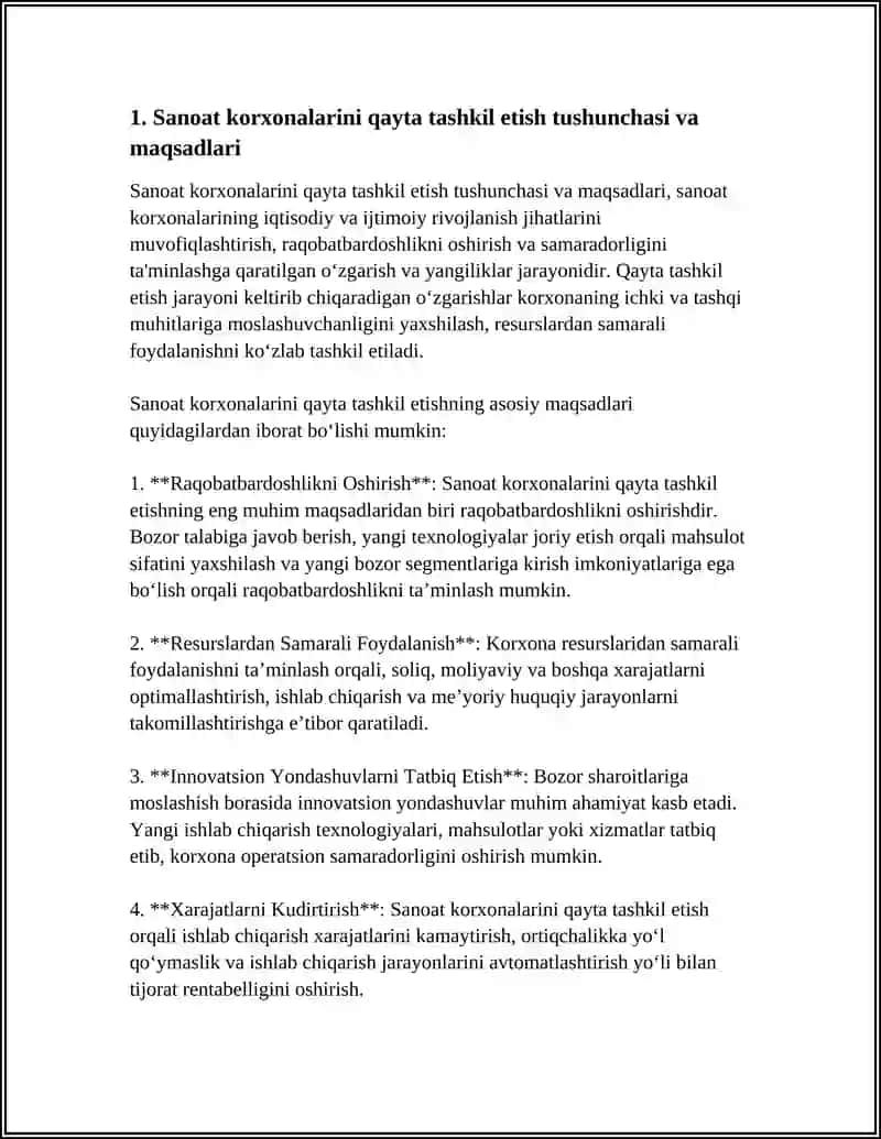 Sanoat korxonalarini qayta tashkil etish va faoliyatini to'xtatish 4