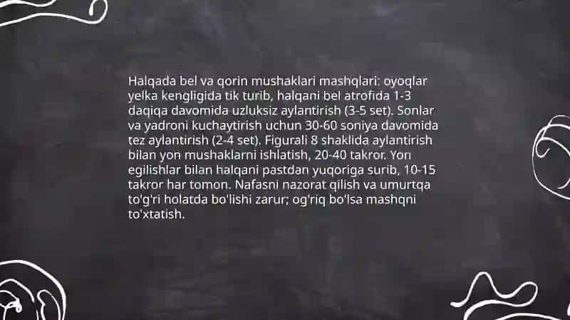 Halqada issiqlik va choʻzish mashqlari 4