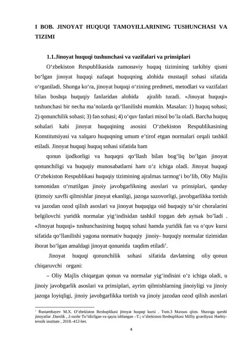O‘ZBEKISTON RESPUBLIKASI JINOYAT HUQUQINING UMUMIY TAMOYILLARI 4