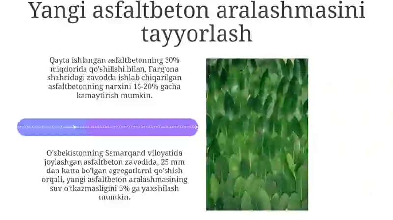 Eski Asfaltbetonning Asfaltbeton Zavodida Qayta Ishlanishi 4