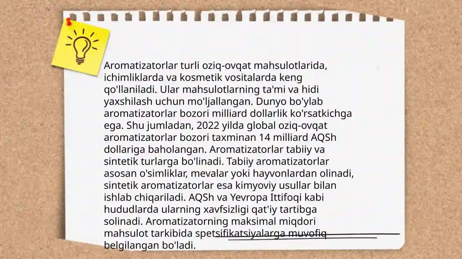 Oziq ovqat mahsulotlarining tam va hidiga tasir qiluvchi moddalar 4