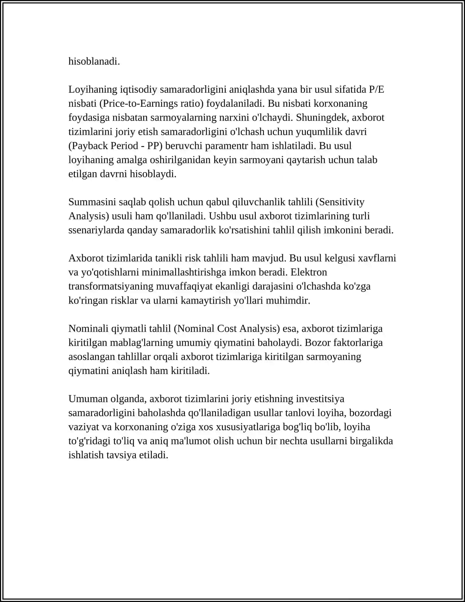 KORXONALARDA AXBOROT TIZIMLARINI JORIY ETISHNING IQTISODIY SAMARADORLIGI 4