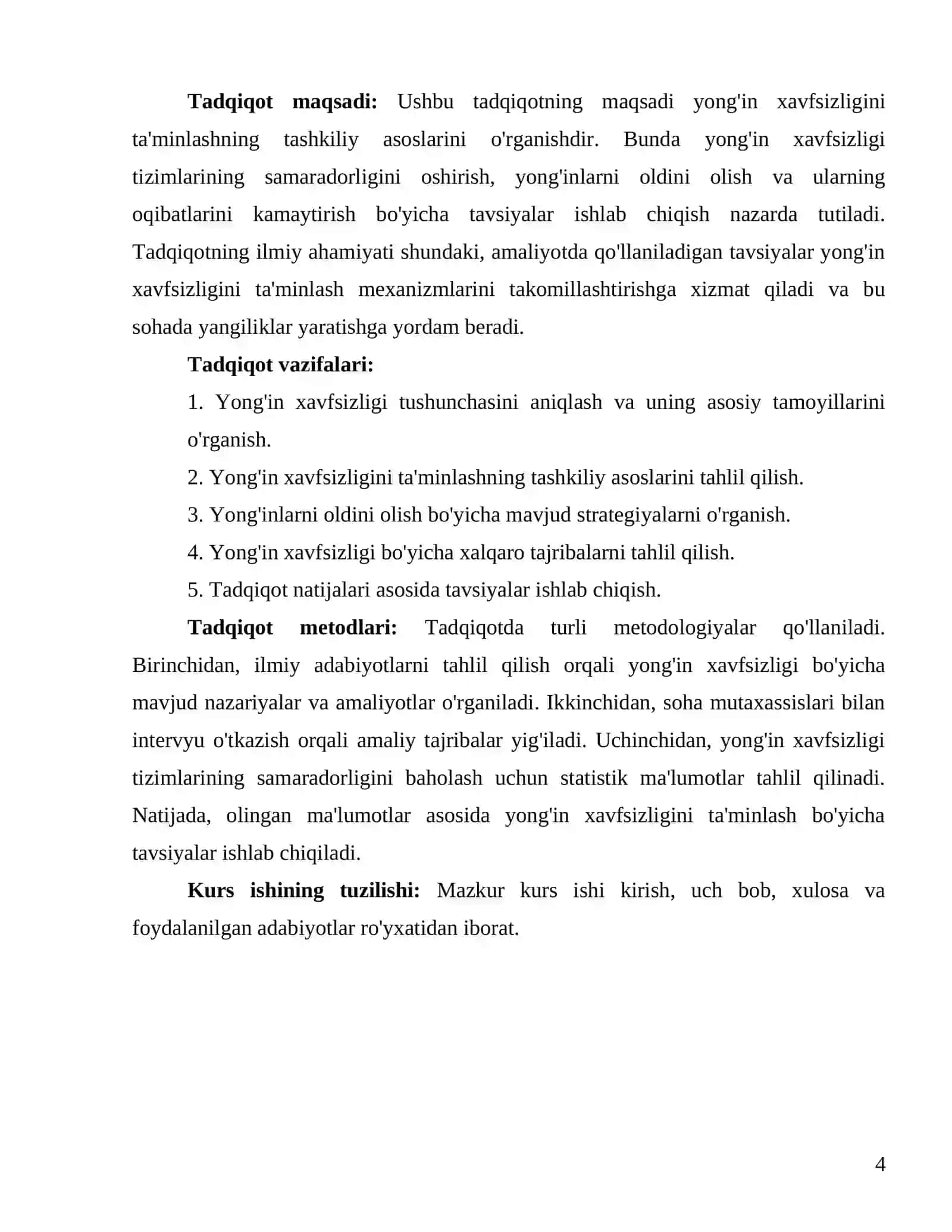Yongʻin va Portlash Xavfsizligi fanidan Kurs ishi 4