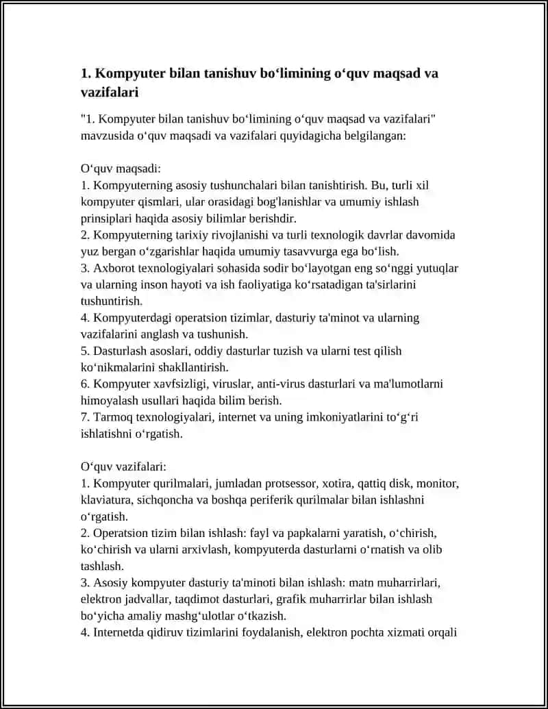 KOMPYUTER BILAN TANISHUV BOʻLIMINI OʻQITISH METODIKASI 4