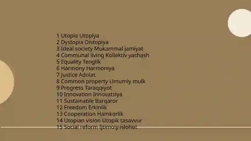 Utopia inglizcha ham uzbekcha oldida tarjimasi bilan 4
