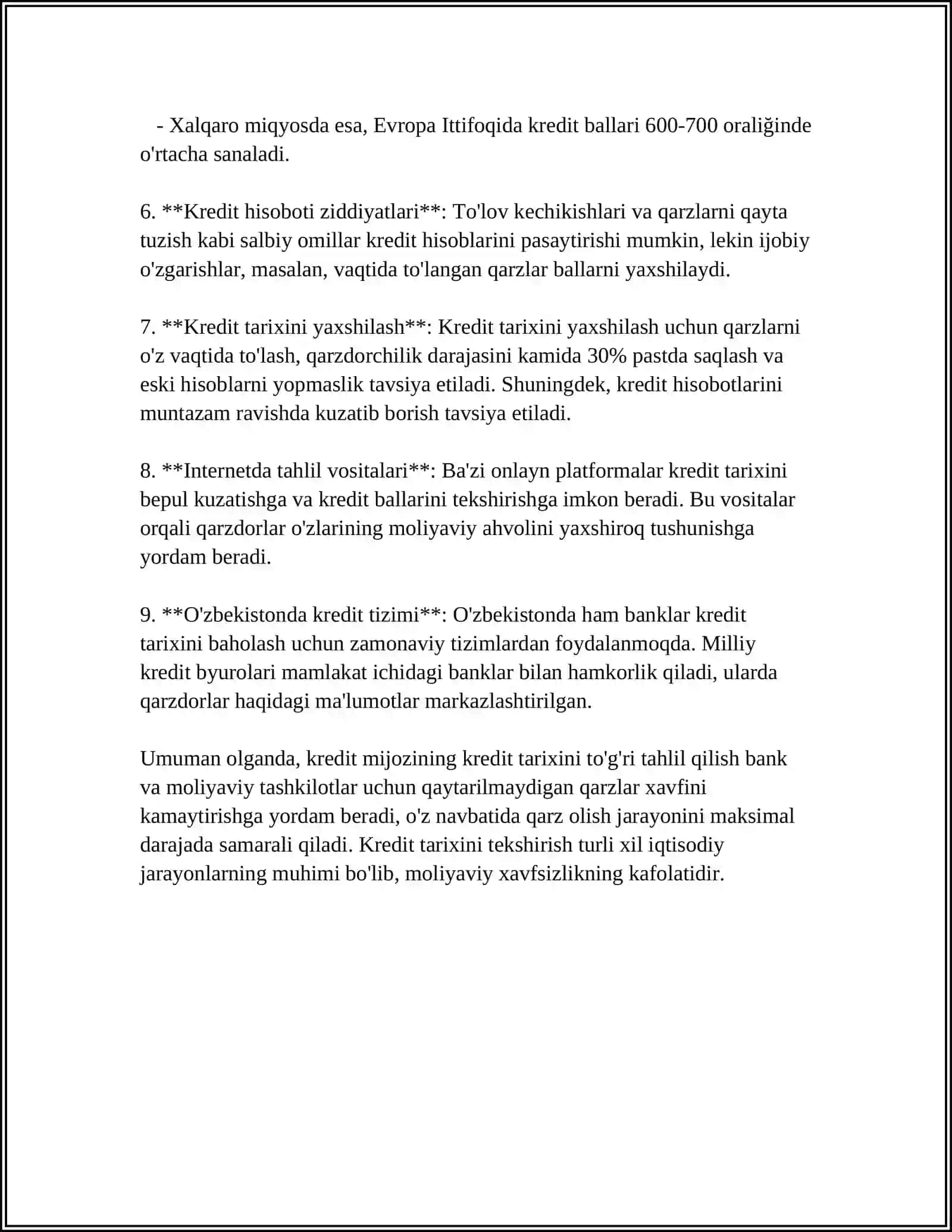 KREDITLASH JARAYONIDA KREDIT LAYOQATINI BAHOLASH MEZONLARI 4