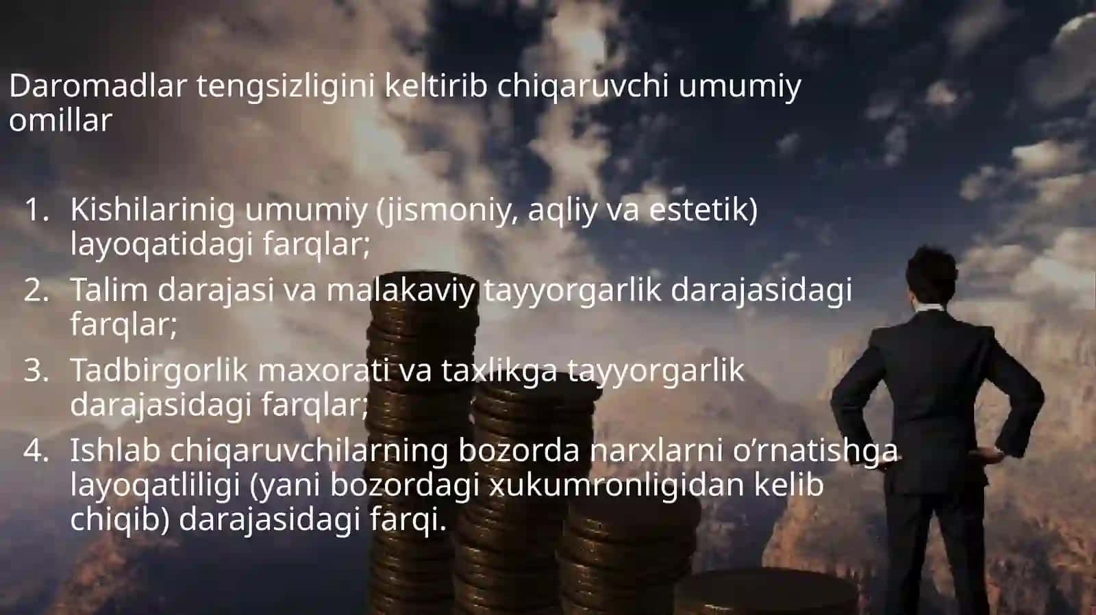 Daromadlar tengsizligi va uning darajasini aniqlash 4