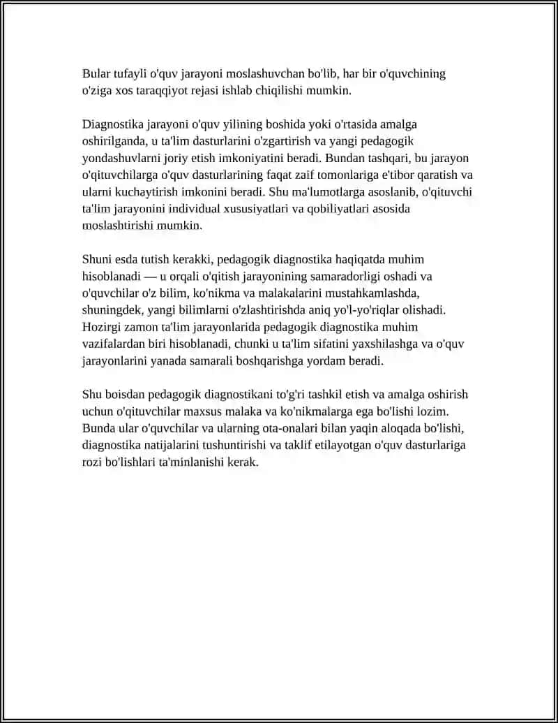 MUSTAQIL ISH Mavzu: "PEDAGOGIK DIAGNOSTIKA" TUSHUNCHASINING MOHIYATI 4