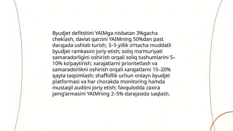 Moliyaviy Barqarorlikni Yaxshilash Chora Tadbirlarini Yaxshilash 4