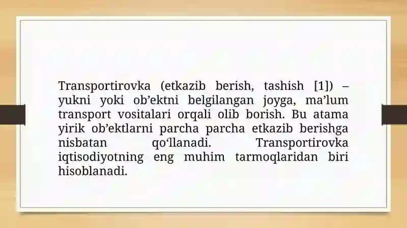 Transportirovka qilish,uzatish va joylash uskunalari 4