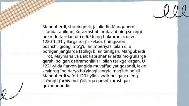 Jaloliddin Manguberdi vatan himoyachisi 4