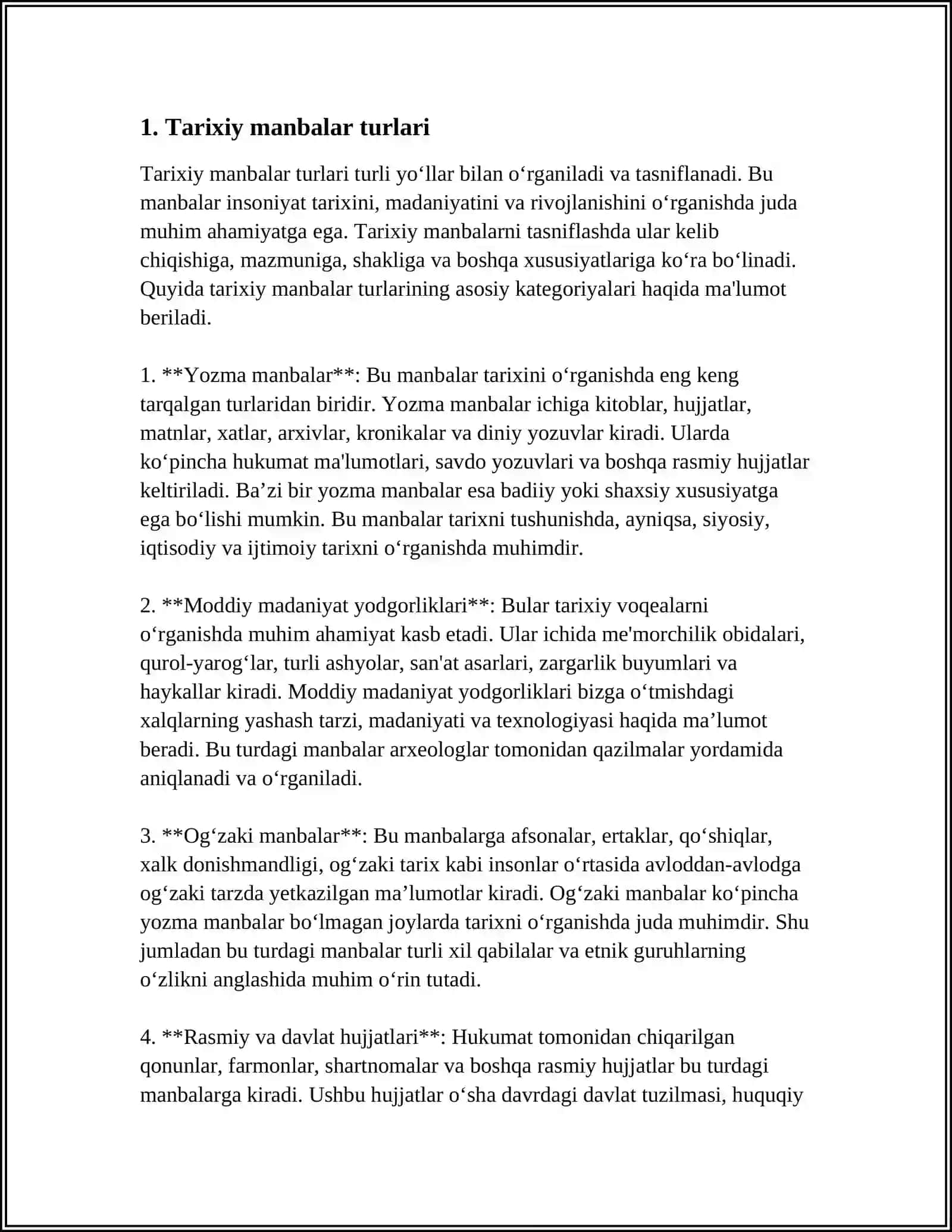 TARIXNING DOLZARB MUOMMOLARI UNI O'RGANISHDA MODDIY VA YOZMA MANBALARNING O'RNI HAMDA AHAMIYATI 4