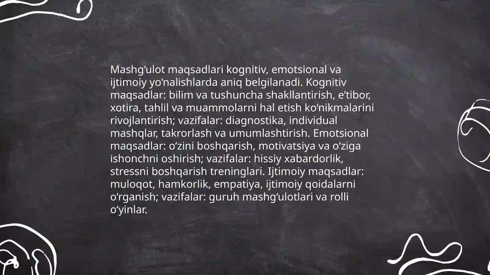 Korreksion ta’lim-tarbiya mashg‘ulotlarini rejalashtirish: mashg‘ulot turlari va ularning tuzilishi 4